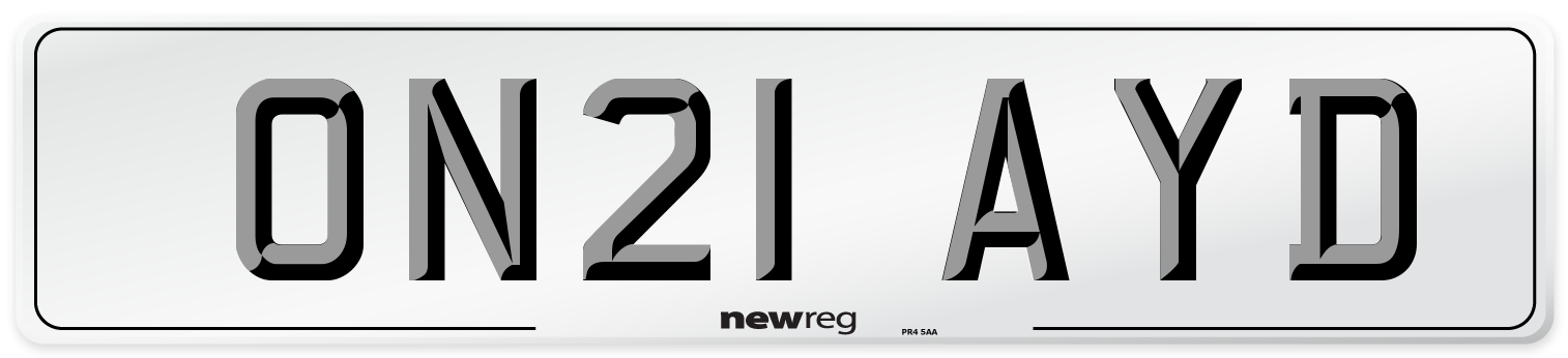 ON21 AYD Number Plate from New Reg